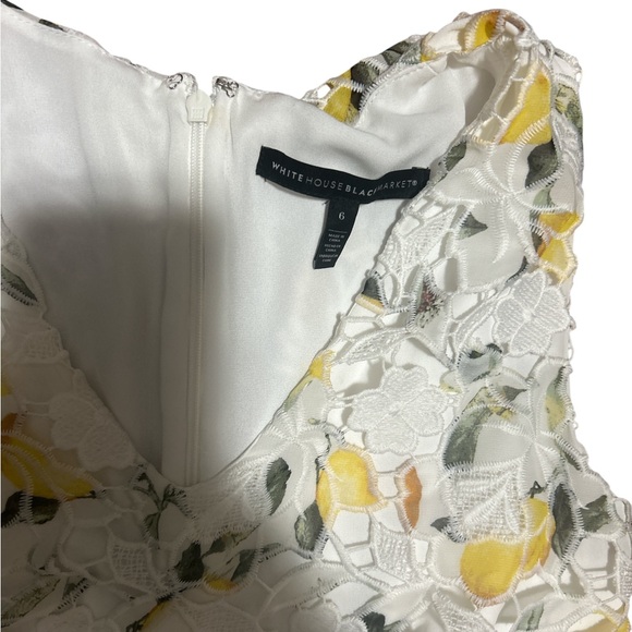 White House Black Market white lemon Lace top sz 6 blouse peplum Mediterranean - Picture 8 of 8